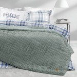 Κουβερτοπάπλωμα Μονό (160x240) Μονόχρωμο Ζακάρ 720γρ|τμ Nima Muffle smoky green