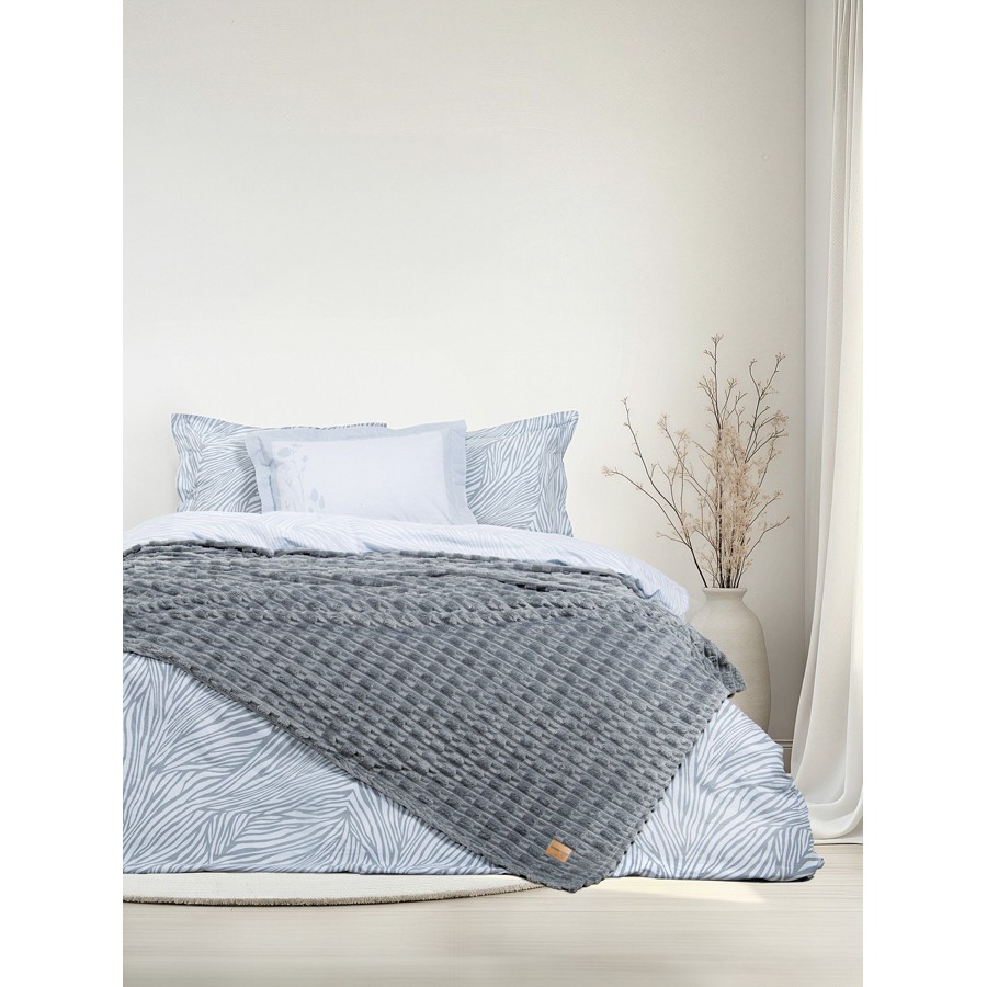 Κουβέρτα Ζακάρ Velvet Υπέρδιπλη (220x240) Μονόχρωμη Nima Savara dark grey