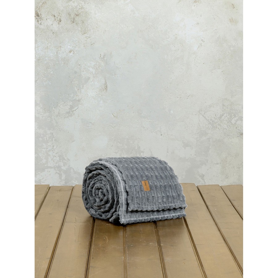 Κουβέρτα Ζακάρ Velvet Υπέρδιπλη (220x240) Μονόχρωμη Nima Savara dark grey