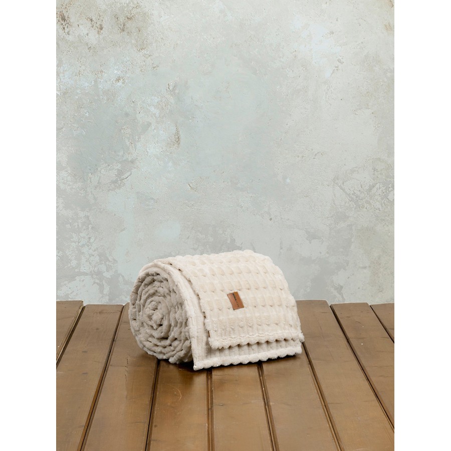 Κουβέρτα Ζακάρ Velvet Υπέρδιπλη (220x240) Μονόχρωμη Nima Savara light beige