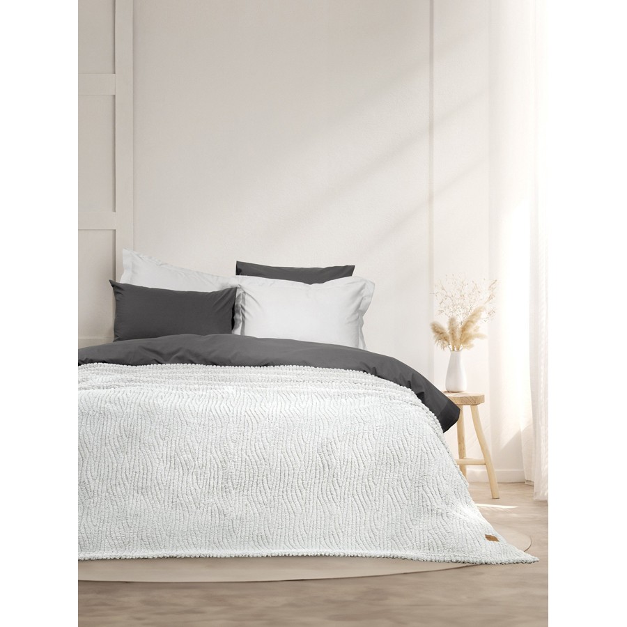 Κουβέρτα Ζακάρ Flannel Fleece Υπέρδιπλη (220x240) Μονόχρωμη Nima Serenus grey
