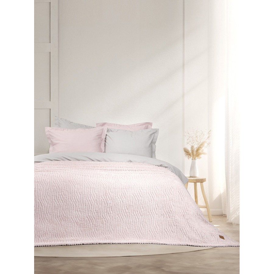 Κουβέρτα Ζακάρ Flannel Fleece Μονή (160x220) Μονόχρωμη Nima Serenus nude pink