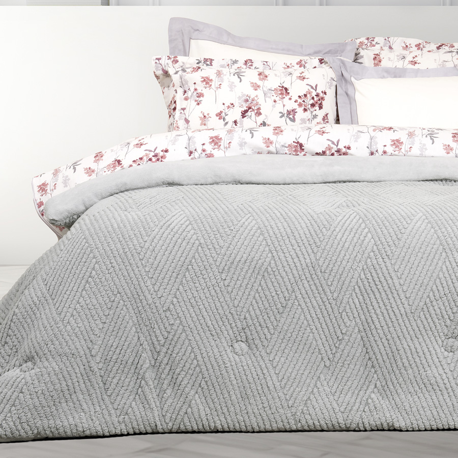 Κουβερτοπάπλωμα Μονό (160x240) Μονόχρωμο Ζακάρ 720γρ|τμ Nima Velva light grey