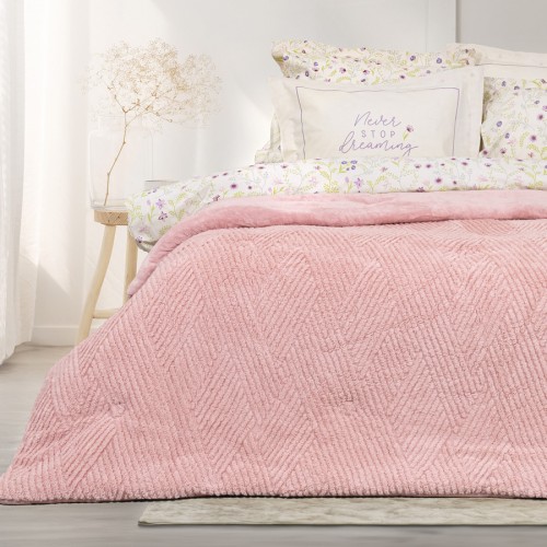 Κουβερτοπάπλωμα Μονό (160x240) Μονόχρωμο Ζακάρ 720γρ|τμ Nima Velva rose