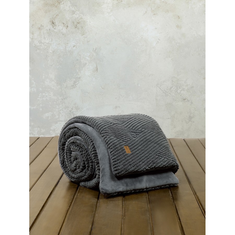 Κουβερτοπάπλωμα Μονό (160x240) Μονόχρωμο Ζακάρ 720γρ|τμ Nima Velva dark grey