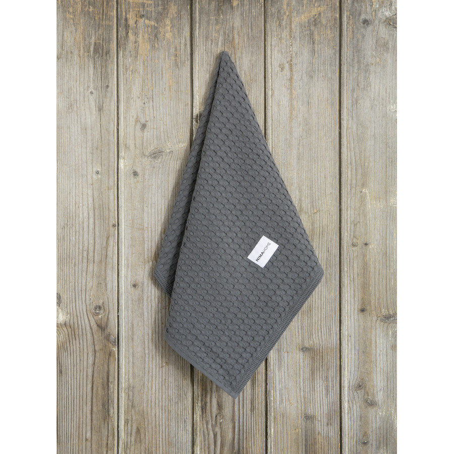 Πετσέτα Κουζίνας (40x60) Βαμβακερή Μονόχρωμη Βάφλα Nima Arida Midnight Gray
