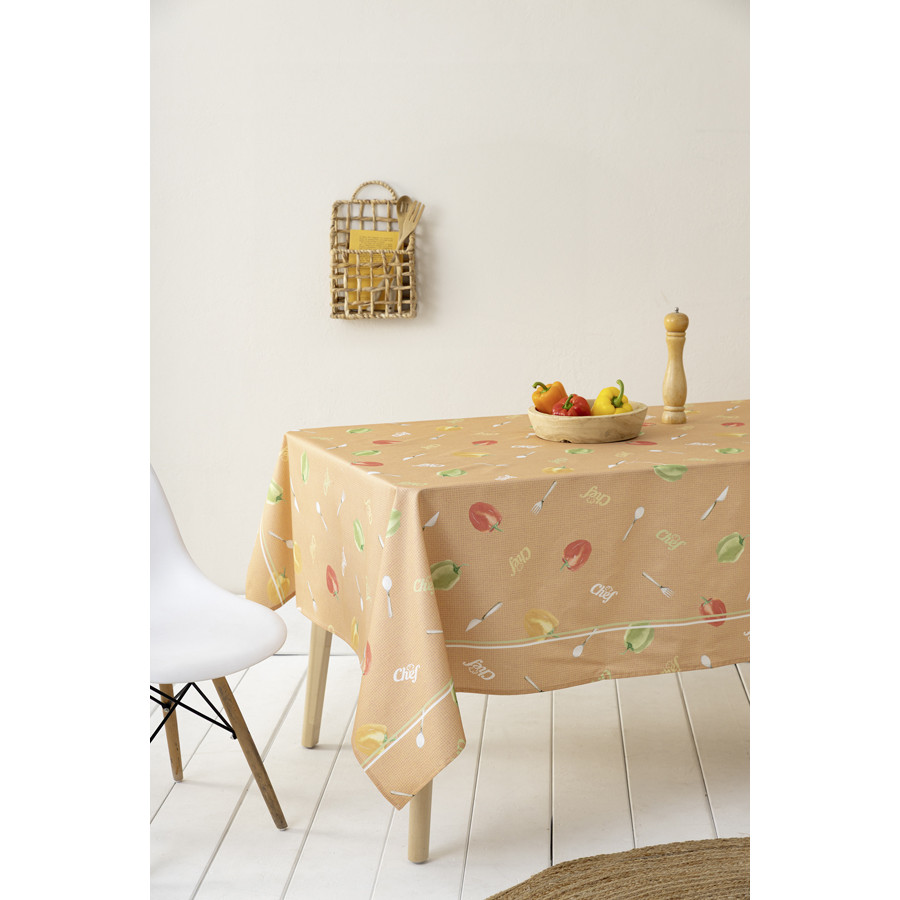 Αλέκιαστο Τραπεζομάντηλο 8 ατόμων (140x240) Βαμβακερό με αδιαβροχοποίηση, Digital Print Nima Chef