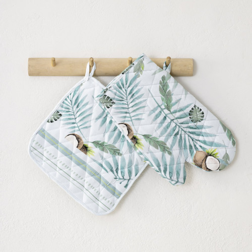 Σετ Κουζίνας Γάντι και Πιάστρα Βαμβακερό Digital Print, Nima Coconut