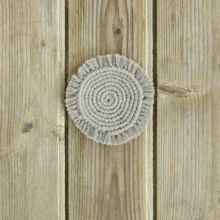 Σετ 4 τεμ Στρογγυλά Σουβέρ (10x10) Βαμβακερά με Κρόσσια Nima Florian Gray