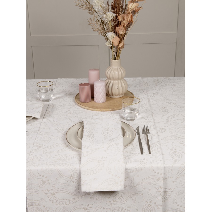 Σετ 4 τεμάχια Πετσέτες Φαγητού (42x42) Ζακάρ, Mονόχρωμες, Δείπνου, Nima Flow Beige