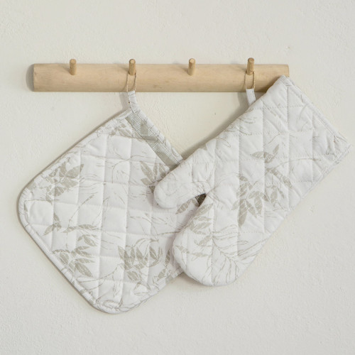 Σετ Κουζίνας Γάντι και Πιάστρα Βαμβακερό Nima Foliage