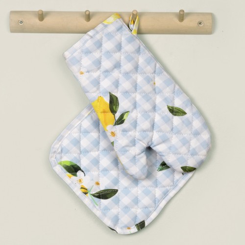 Σετ Κουζίνας Γάντι και Πιάστρα Βαμβακερό Digital Print, Nima Lemon Tree