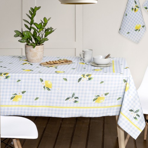 Αλέκιαστο Τραπεζοκαρέ (140x140)Βαμβακερό επεξεργασία αδιαβροχοποίησης Digital Print, Nima Lemon Tree