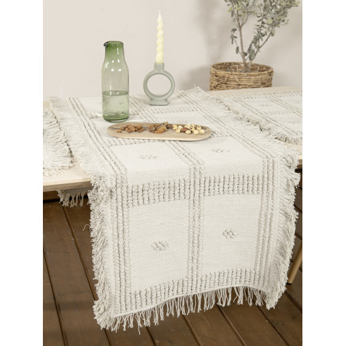 Τραβέρσα (Runner) (45x150) Βαμβακερή με Κρόσσια Nima Liora