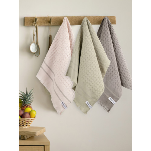 Σετ Πετσέτες-Ποτηρόπανα Κουζίνας 3 τεμαχίων (40x60) Βαμβακερές Nima Honeycomb