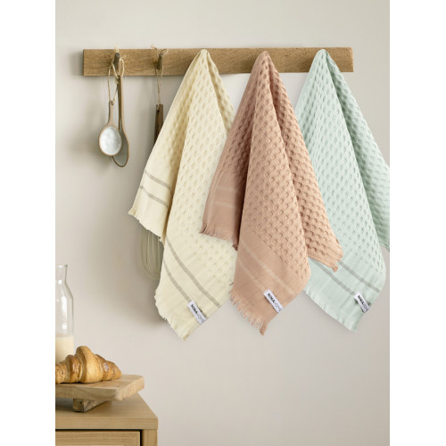 Σετ Πετσέτες-Ποτηρόπανα Κουζίνας 3 τεμαχίων (40x60) Βαμβακερές Nima Waffle