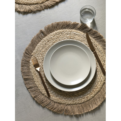 Σουπλά Στρογγυλό (Διάμετρος 38 εκ.) Γιούτα με Κρόσσια Nima Rami