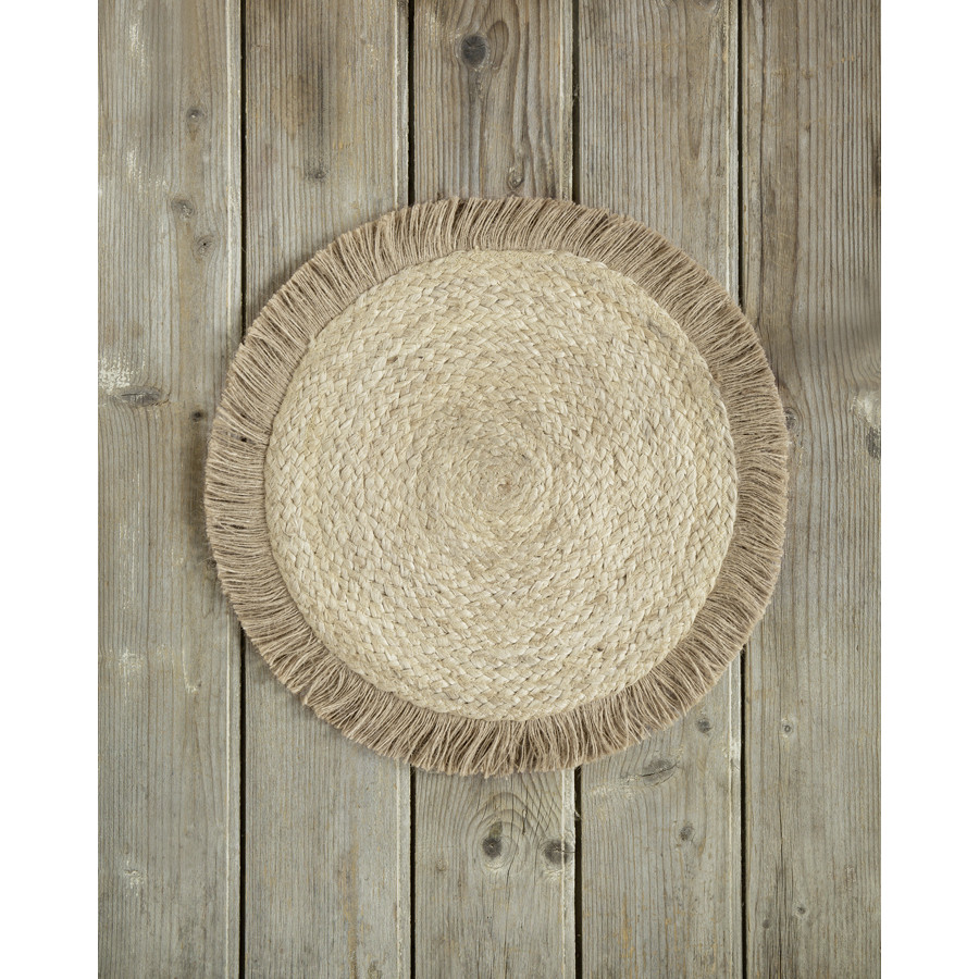 Σουπλά Στρογγυλό (Διάμετρος 38 εκ.) Γιούτα με Κρόσσια Nima Rami