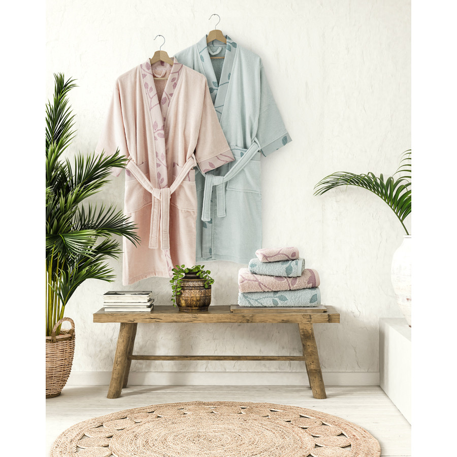 Μπουρνούζι Κιμονό με 3/4 Μανίκι (XLarge) Βαμβακερό Βελουτέ 250γρ/τμ. Nima Abrazo Nude