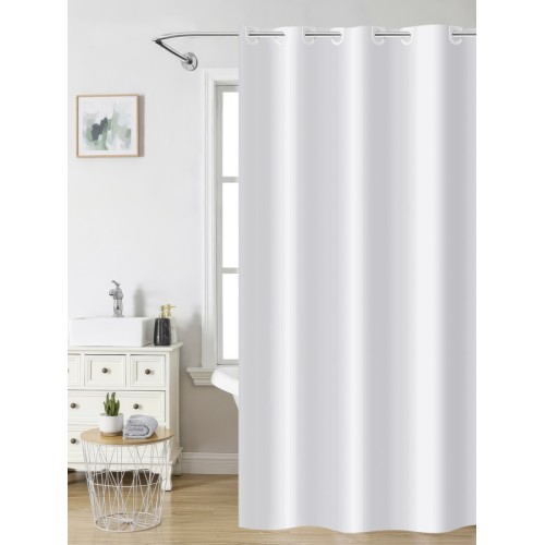 Κουρτίνα Μπάνιου (180x200) Μονόχρωμη Υφασμάτινη Αδιάβροχη Nima White