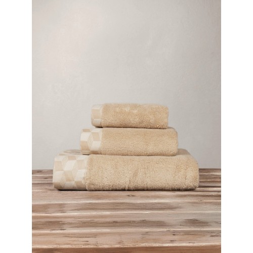Πετσέτα Προσώπου (50x100) Βαμβάκι Zero Twist 600 γραμ/τμ Nima Luxe Mustard Beige