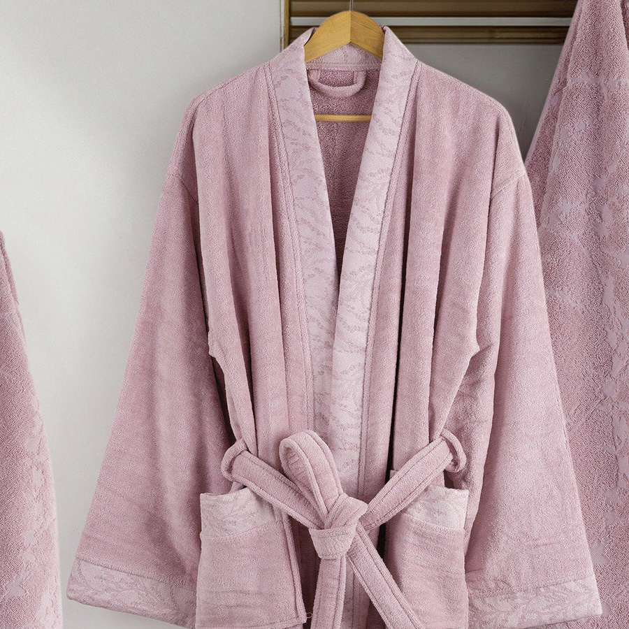 Μπουρνούζι Βελουτέ (Large) με Γιακά Nima Inverno Pink