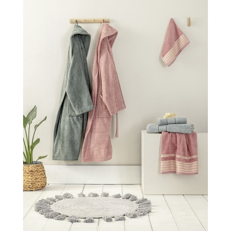 Μπουρνούζι Κιμονό με 3/4 Μανίκι (XLarge) Βαμβακερό Πετσετέ 350γρ/τμ. Nima Pure Apple Pink