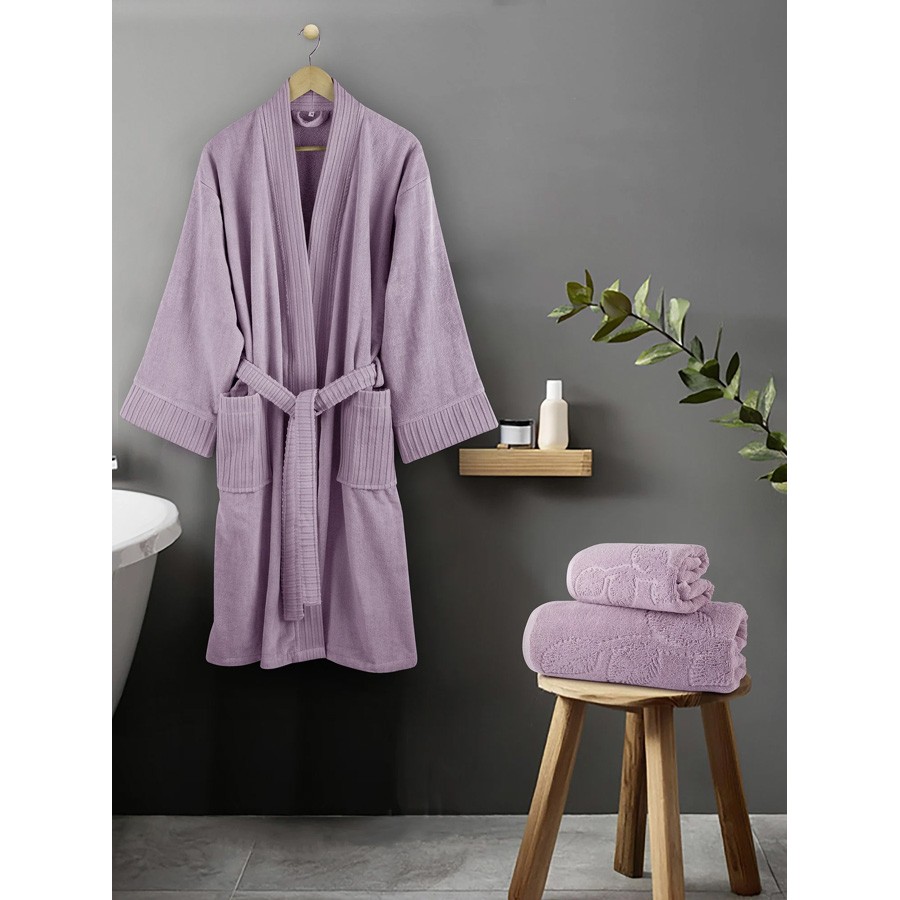 Μπουρνούζι (Large) Χωρίς Κουκούλα Nima Velvet Lilac (Λιλά)