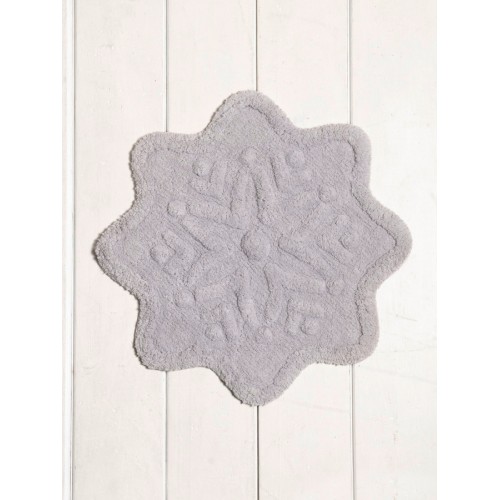 Ταπέτο-Πατάκι Μπάνιου (55x55) Σε Σχήμα Λουλούδι Βαμβακερό 2000 γρ/τμ Nima Lily Light Grey