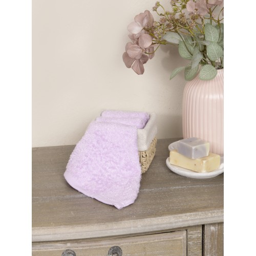 Καλαθάκι με 3 τεμάχια Λαβέτες (25x25) Βαμβακερές Mονόχρωμες  Nima Bamboo Bloom Lilac