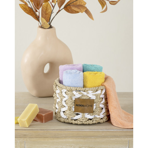 Καλαθάκι με 5 Τεμάχια Λαβέτες (25x25) Βαμβάκι Μπαμπού Nima Bamboo Calm Πολύχρωμο