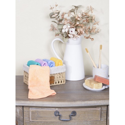 Καλαθάκι με 5 τεμάχια Λαβέτες (25x25) Βαμβακερές Mονόχρωμες Nima Bamboo Nest