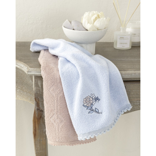 Σετ Πετσέτες 2 τεμαχίων Χεριών (30x50) Βαμβακερές με Κέντημα Nima Reve