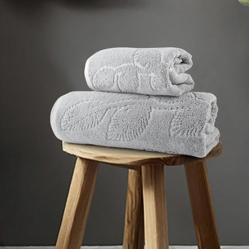 Σετ Πετσέτες 2 τεμαχίων (Προσώπου|Λουτρού) Ζακάρ Nima Serenity Gray