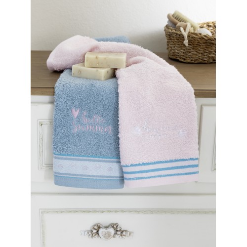 Σετ Πετσέτες 2 τεμαχίων Χεριών (30x50) Βαμβακερές με Κέντημα Nima Sunny Summer