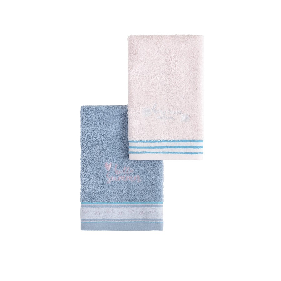 Σετ Πετσέτες 2 τεμαχίων Χεριών (30x50) Βαμβακερές με Κέντημα Nima Sunny Summer