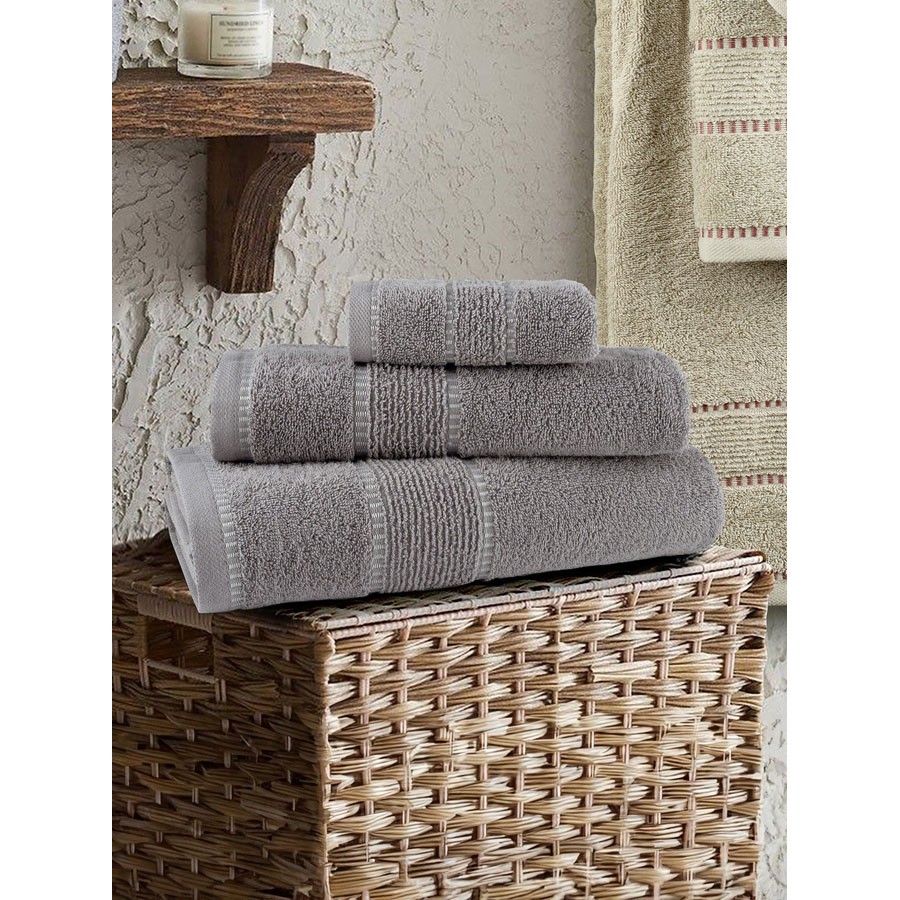 Σετ Πετσέτες 3 τεμαχίων (Χειρός|Προσώπου|Λουτρού) Nima Pivot Γκρι