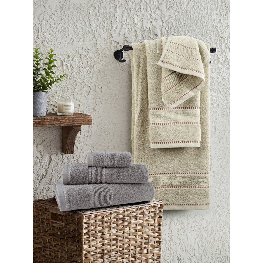 Σετ Πετσέτες 3 τεμαχίων (Χειρός|Προσώπου|Λουτρού) Nima Pivot Μπεζ