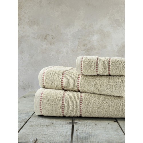 Σετ Πετσέτες 3 τεμαχίων (Χειρός|Προσώπου|Λουτρού) Nima Pivot Μπεζ