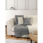 Ριχτάρι για Πολυθρόνα (180x180) Σενίλ Διπλής Όψης Μονόχρωμο Nima Caldo Gray/Ivory