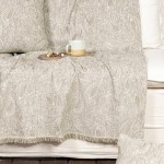 Ριχτάρι για Τετραθέσιο Καναπέ (180x350) Σενίλ Με Ανάγλυφο Σχέδιο Λαχούρια Nima Flow Beige