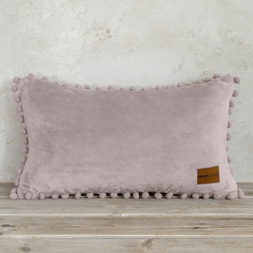 Διακοσμητικό Μαξιλάρι (30x50) Flannel με Πον Πον Μονόχρωμο Nima Macia Nude