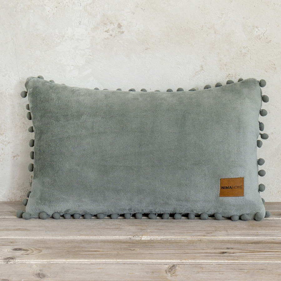 Διακοσμητικό Μαξιλάρι (30x50) Flannel με Πον Πον Μονόχρωμο Nima Macia Sage Green