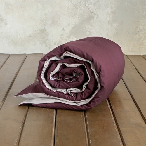 Παπλωματοθήκη King Size (240x260) Μονόχρωμη 2 Όψεων Βαμβακερή Nima Colors Oat Beige-Deep Bordeaux