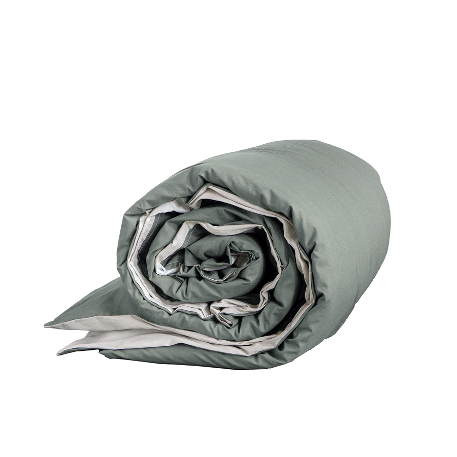 Παπλωματοθήκη Υπέρδιπλη (220x240) Μονόχρωμη 2 Όψεων Βαμβακερή Nima Colors Oat Beige-Rock Green