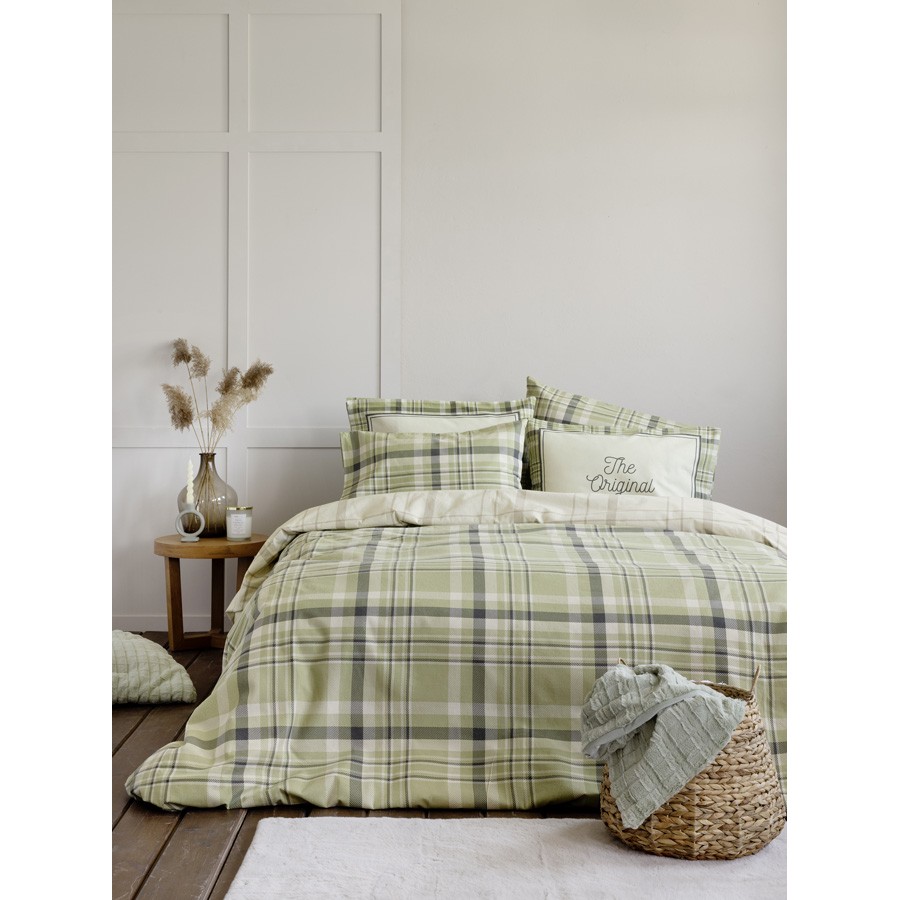 Σετ Παπλωματοθήκη Φανελένια Υπέρδιπλη (220x240) με Πάνελ Μαξιλαροθήκες Nima Original