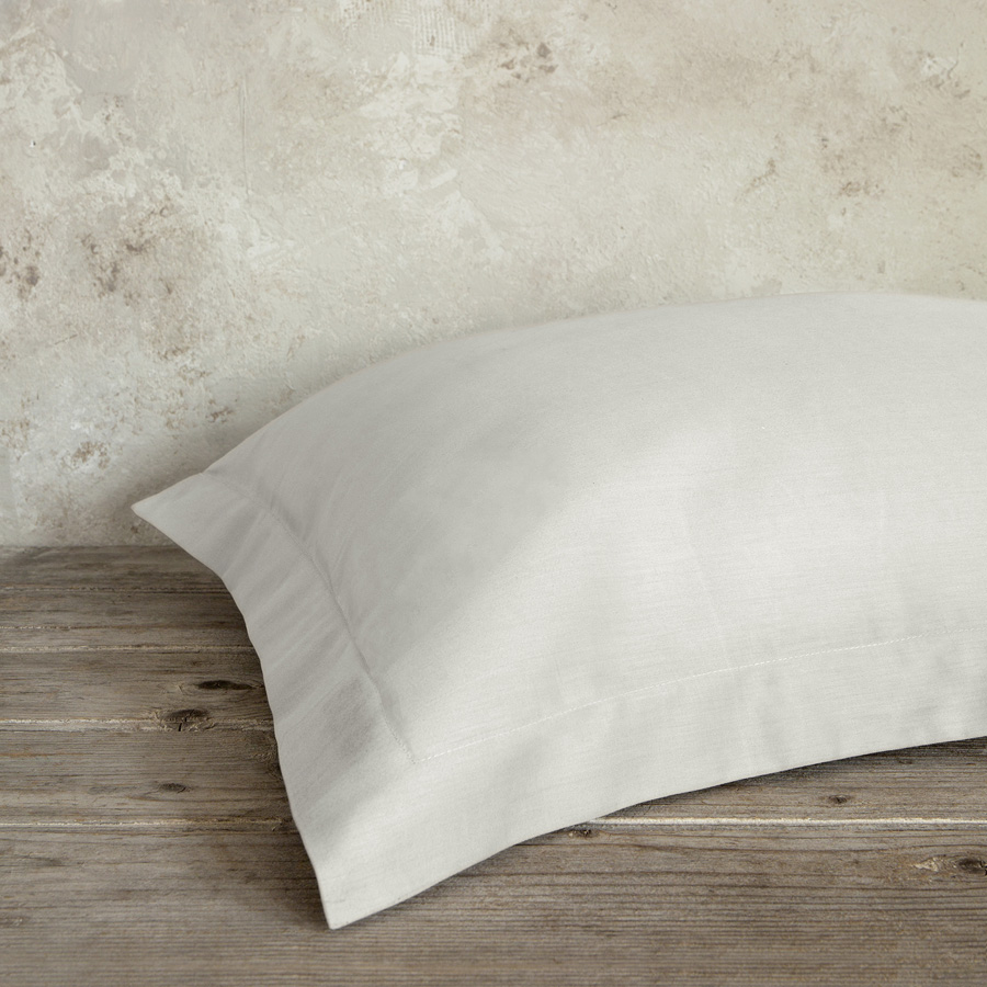 Μαξιλαροθήκες Zεύγος (52x72+5) Oxford Μονόχρωμες Βαμβακοσατέν Nima Superior Fog Beige