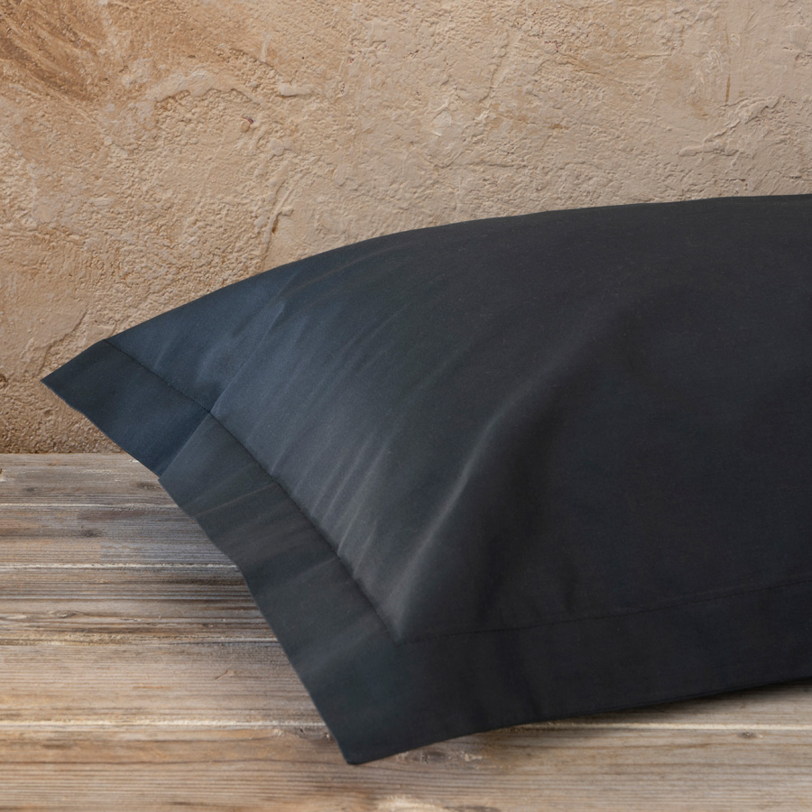 Μαξιλαροθήκες Zεύγος (52x72+5) Oxford Μονόχρωμες Βαμβακοσατέν Nima Superior Black