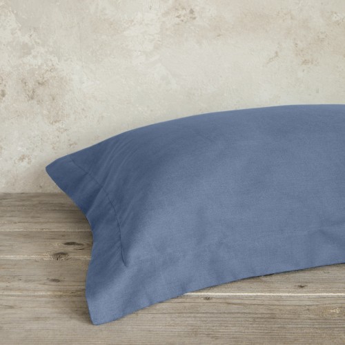 Μαξιλαροθήκες Zεύγος (52x72+5) Oxford Μονόχρωμες Βαμβακοσατέν Nima Superior Shadow Blue