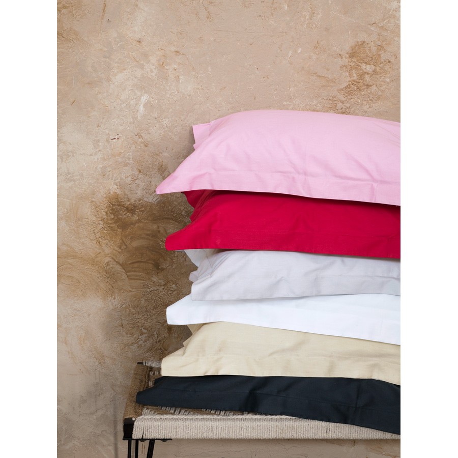 Μαξιλαροθήκες Zεύγος (52x72+5) Oxford Μονόχρωμες Βαμβακοσατέν Nima Superior Fog Beige